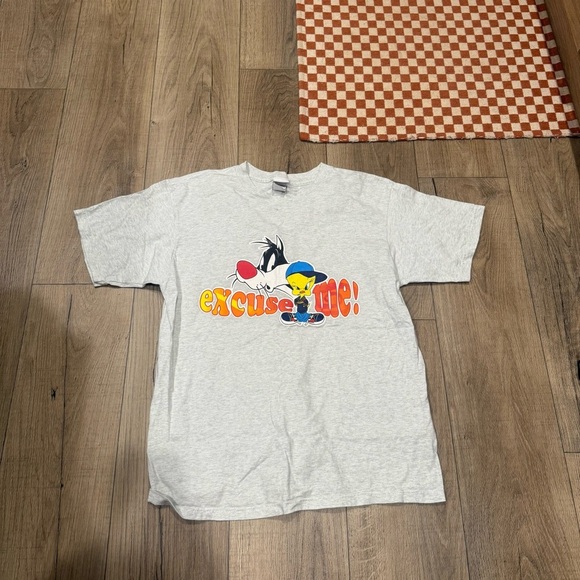 Warner Bros Gray Short Sleeve Tee Excuse Me Tweety Bird XL made in 2000 - Picture 1 of 3